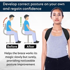 AuFlex Posture Corrector for Men & Women – Bodywellness Free Size, Black