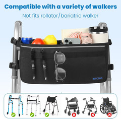 ZHCHG Walker Basket for Seniors, Walker Accessories Bag for Folding Walker | Lar