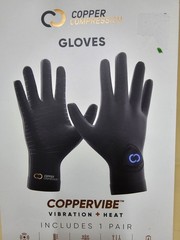 Copper Compression CopperVibe Vibration Heat Therapy Gloves Black (1 Pair)