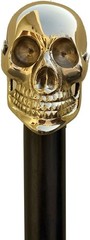 Decorative Brass Skull Handle Cane Gothic Steampunk Walking Stick