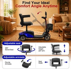 4 Wheel Mobility Scooter for Adults Seniors 350W Electric Travel Scooter 350lbs