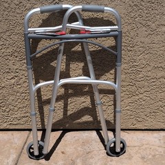 Drive Foldable Adjustable Walking Frame 2-Wheel Silver/Gray Aluminum