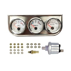 Chrome 3 in1 Triple Auto Gauge Meter Kit 52mm (8-16V Volt Meter… FAST USA SHIP