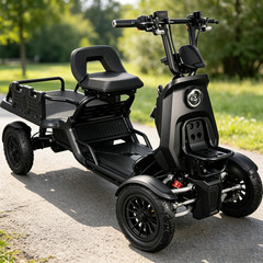 1000W All Terrain 4 Wheel Mobility Scooter 48V 27Ah 45KM Range Tire 12.5” Black