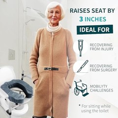 Raised Toilet Seat Cushion for Elderly, 3″ Padded Universal Fit, 3-inch thick