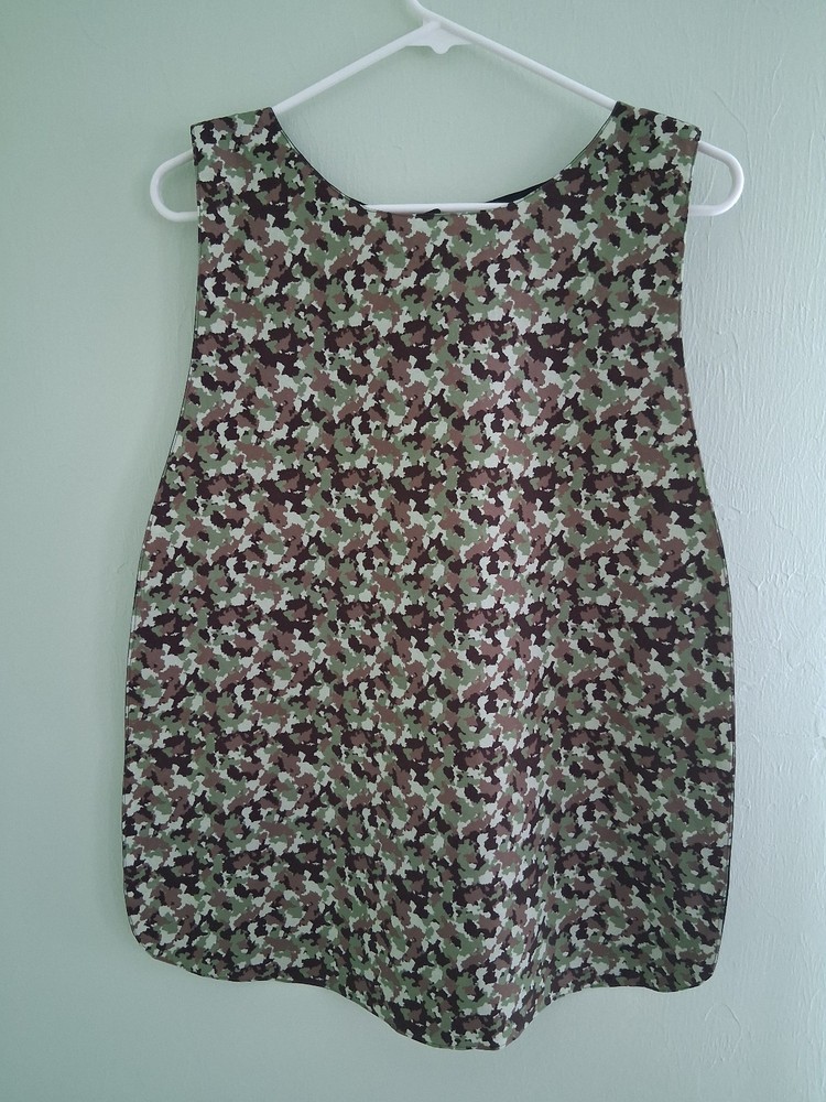 Khaki and black Adult Bib, Handmade , 35 1/2” by 21 ½”, reversible