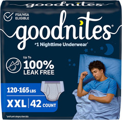 Goodnites Boys‘ Nighttime Underwear, Size XXL (120-165 Lbs), 42 Ct (2 Packs of 2