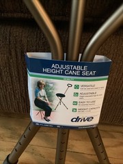 Drive Medical RTL10365-ADJ Adjustable Lightweight Folding Cane with Seat, Black