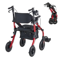 Uimoso 2-in-1 Folding Rollator Walker and Transport Chair with Wheels