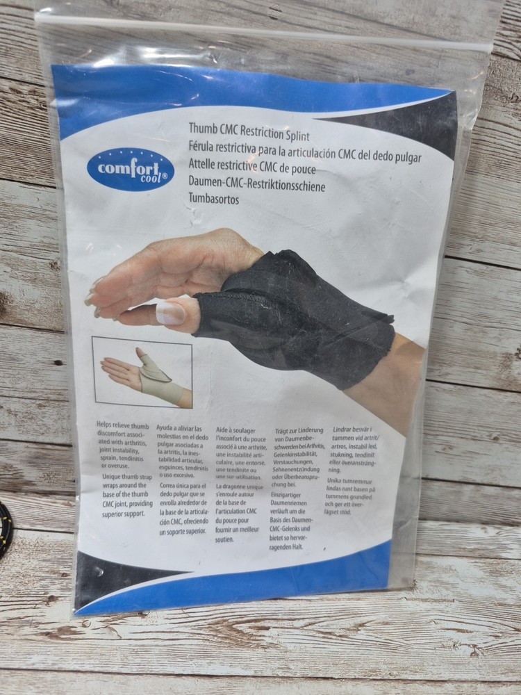 Comfort Cool Left Hand Size Medium+ Black Thumb CMC Restriction Splint New