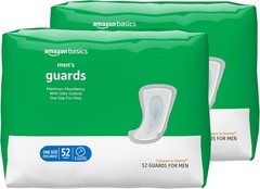 Basics Men’s Incontinence Guards, Maximum Absorbency, Moisture-Wicking with Odor