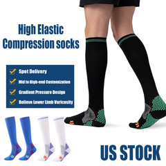 3 Pair Firm Compression Hose Opaque Knee High Wide Calf Black+Blue+White