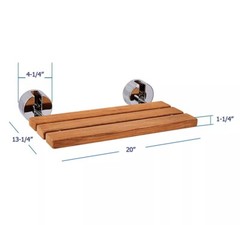 Clevr 20″ Teak Modern Folding Shower Seat Bench Clear Coated Medical Wall Mount