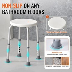 Non-Slip Bath Stool 300lb Weight Support Adjustable Shower Seat 13.98-18.9in