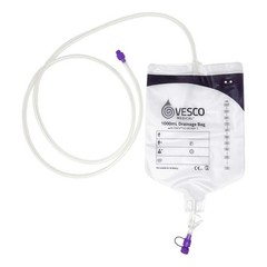 Vesco Medical Enteral Drainage Bag with ENFit Connector, 60 Inch, 1000 mL