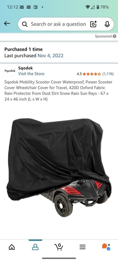 Sqodok Mobility Scooter Storage Cover, 420D Waterproof Wheelchair Cover.
