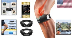 2 Pack Patellar Tendon Support Straps, Adjustable Non-slip 2-Pack, Black