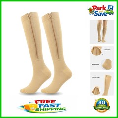 Gradient Pressure Knee-High Compression Socks with Zipper for Everyday Use