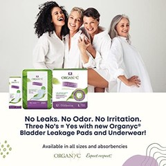 Organyc Organic Cotton Incontinence Pads, Odor Control, 64 Count