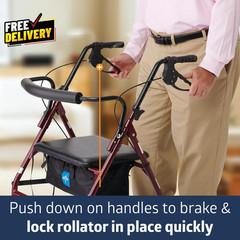 Large Steel Bariatric Rollator Walker with Adjustable Handles Padded Seat & B…