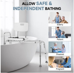 MaxKare Sliding Transfer Bench Shower Chair 300lb Adjustable Non-Slip