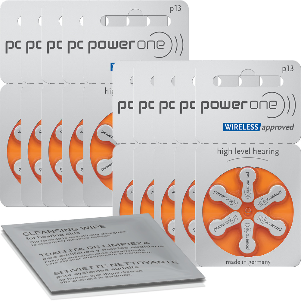 60 x VARTA powerone hearing aid batteries P13 orange (10 x 6 sheets) +Cleanin…