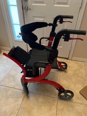 NEW Drive Medical Nitro Duet Rollator Walker and Transport Wheelchair Chair, Red
