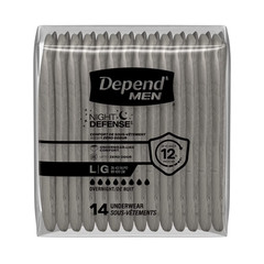 Depend Night Defense Incontinence Underwear for Men, Adult Diapers, L, 56 Count