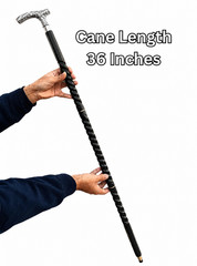 Ornate Silver Derby Handle Walking Cane Black Shaft Elegant Gentleman Cane Stick