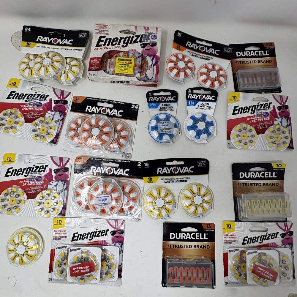 Hearing Aid Battery Lot Mixed 10 13 312 675 Rayovac Energizer Duracell Expired