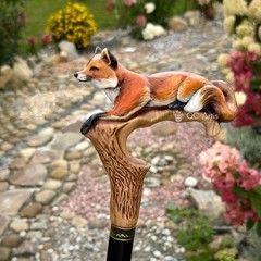Hand-Painted Fox Walking Cane, Fashion Hand-painted Luxury Walking Stick