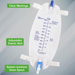 EasyTap Leg Bag Urinary Drainage Bag, 1000ml, AntiReflux Valve, Cloth Straps,…