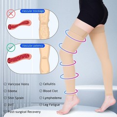 Wegitcs 15-20 mmHg Compression Stockings for Women & X-Large, Beige/Footless
