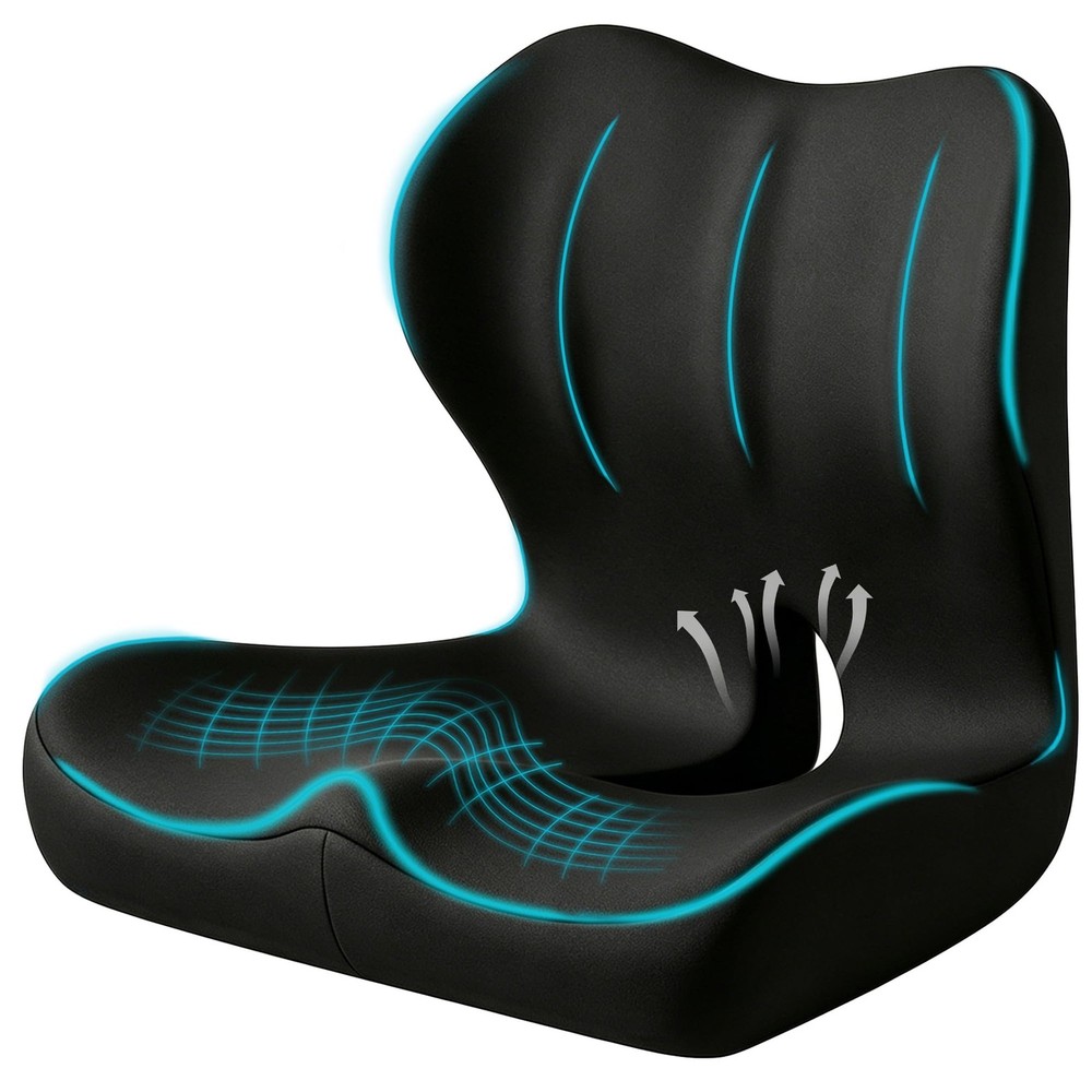 BANKQF Seat Cushion for Office Chair and Car, Ergonomic Memory Large, Black