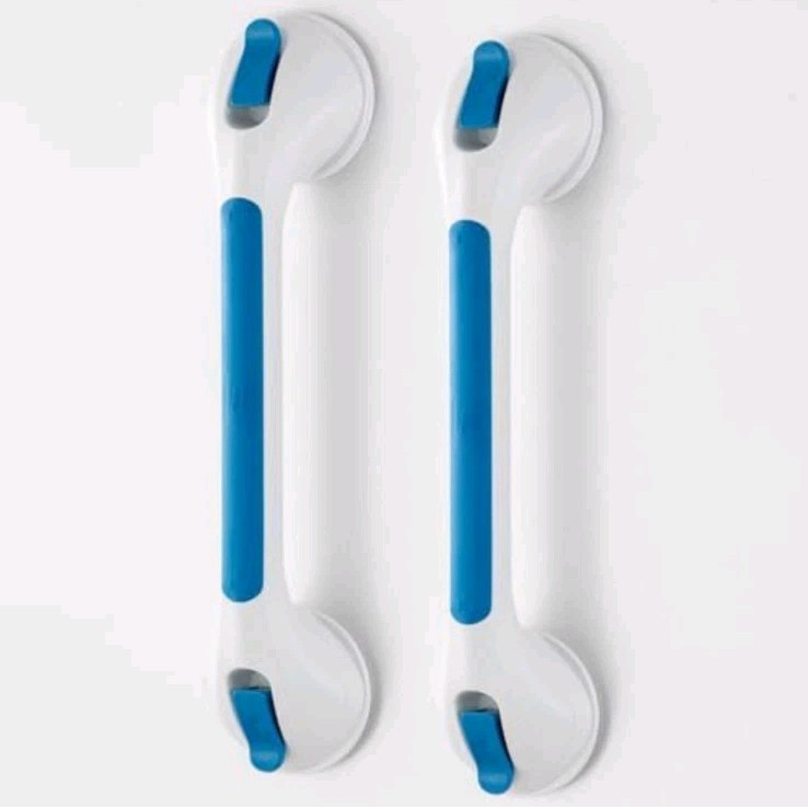 16.8-inch Suction Grab Bars for Shower & Bathtub, Blue, Glow in the Dark, 2-Pack