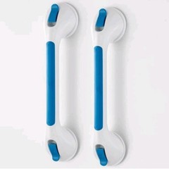 16.8-inch Suction Grab Bars for Shower & Bathtub, Blue, Glow in the Dark, 2-Pack