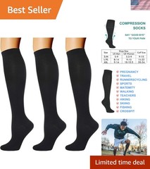 Fashionable Black Compression Socks 20-30mmHg for Active Lifestyles – 3 Pairs
