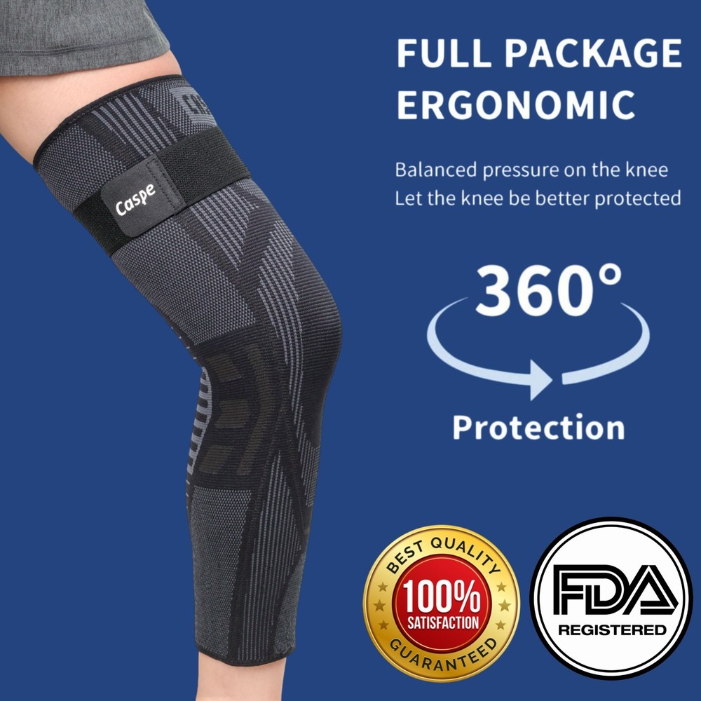 Knee Sleeve Compression Support Full Leg Brace Sport Arthritis Relief Joint Pain