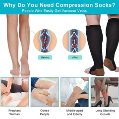 Zipper Compression Socks Copper Support Graduated Stockings Women Mens 20-30mmHg