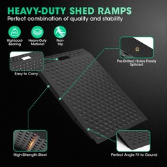 36″x24″ Shed Ramp for Riding Mower 750LB Anti-Slip Punch Plate Ramp Velvet Black