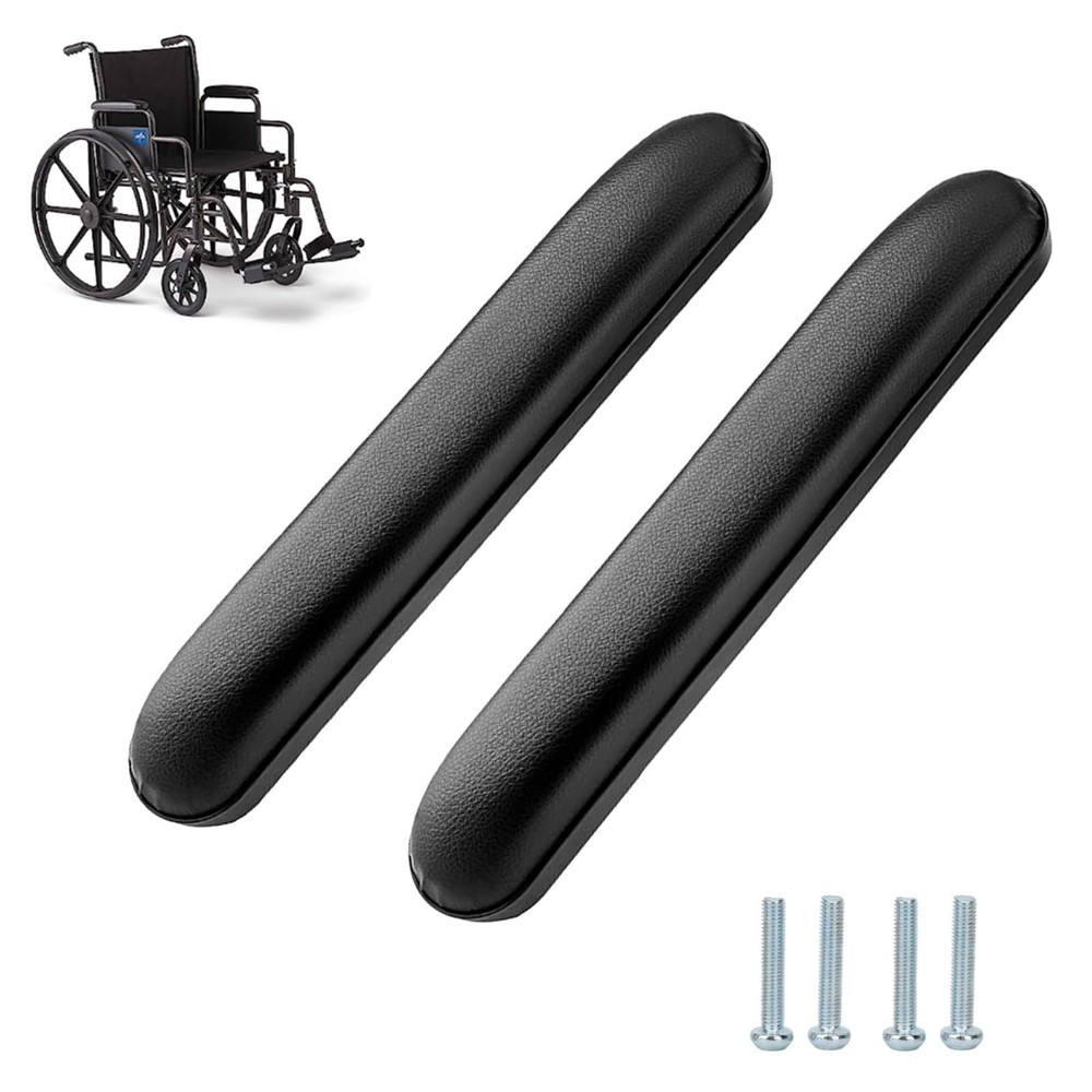 Full Length Padded Armrest Black 13-7/8″ Long Wheelchair and Transport Chair …