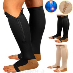 Zipper Pressure Compression Socks Pain Relief Calf Leg Foot Support Stocking US