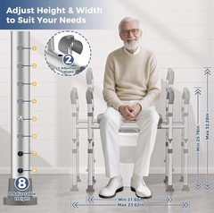 Raised Toilet Seat w/ Handles Adjustable Heavy Duty 400 lb New