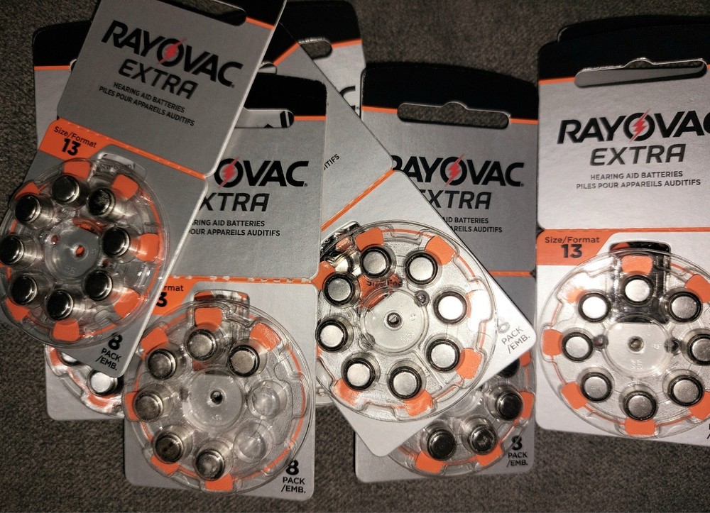 62 Rayovac Extra Advanced Size 13 Hearing Aid Batteries 1.45V 2026 + 8 Tru 2024