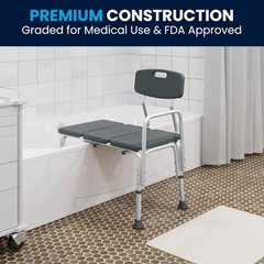 HERCULES Series 300 Lb. Capacity Adjustable Gray Bath & Shower Transfer Bench W/