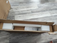 H7 Adjustable Overbed Bedside Table with Wheels Pneumatic Mobile Standing Des…