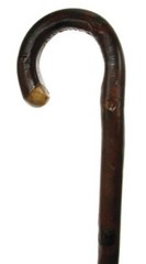 MEN’S FULL BARK SIERRA CHESTNUT CROOK HANDLE 36″ LONG WALKING CANE FROM ITALY