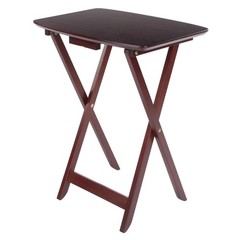 Winsome Darlene Set Of 2 Foldable Snack Tables 26 In Walnut Easy To Store