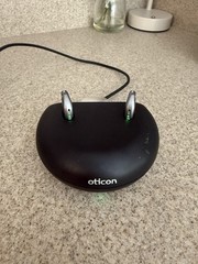 Oticon More 1 RIC Hearing Aids for Both Ears Steel Gray Rechargeable w/ Charger