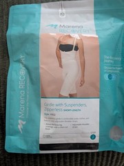 Marena FBS2 Large Short Zipperless Girdle Suspenders Beige Open Crotch Level 2